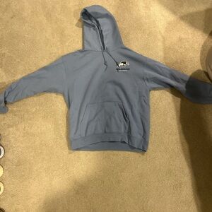 Casual Blue Sweater with Hood and Long Sleeves